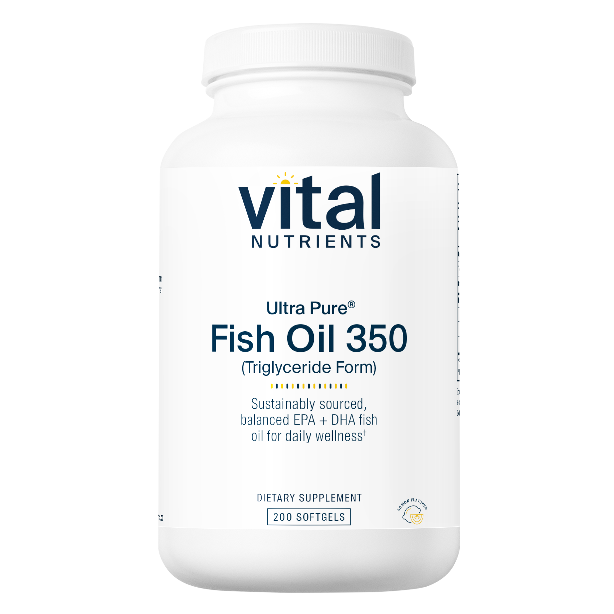 Vital Nutrients Ultra Pure Fish Oil 350 (Triglyceride Form) 200 softgels bottle