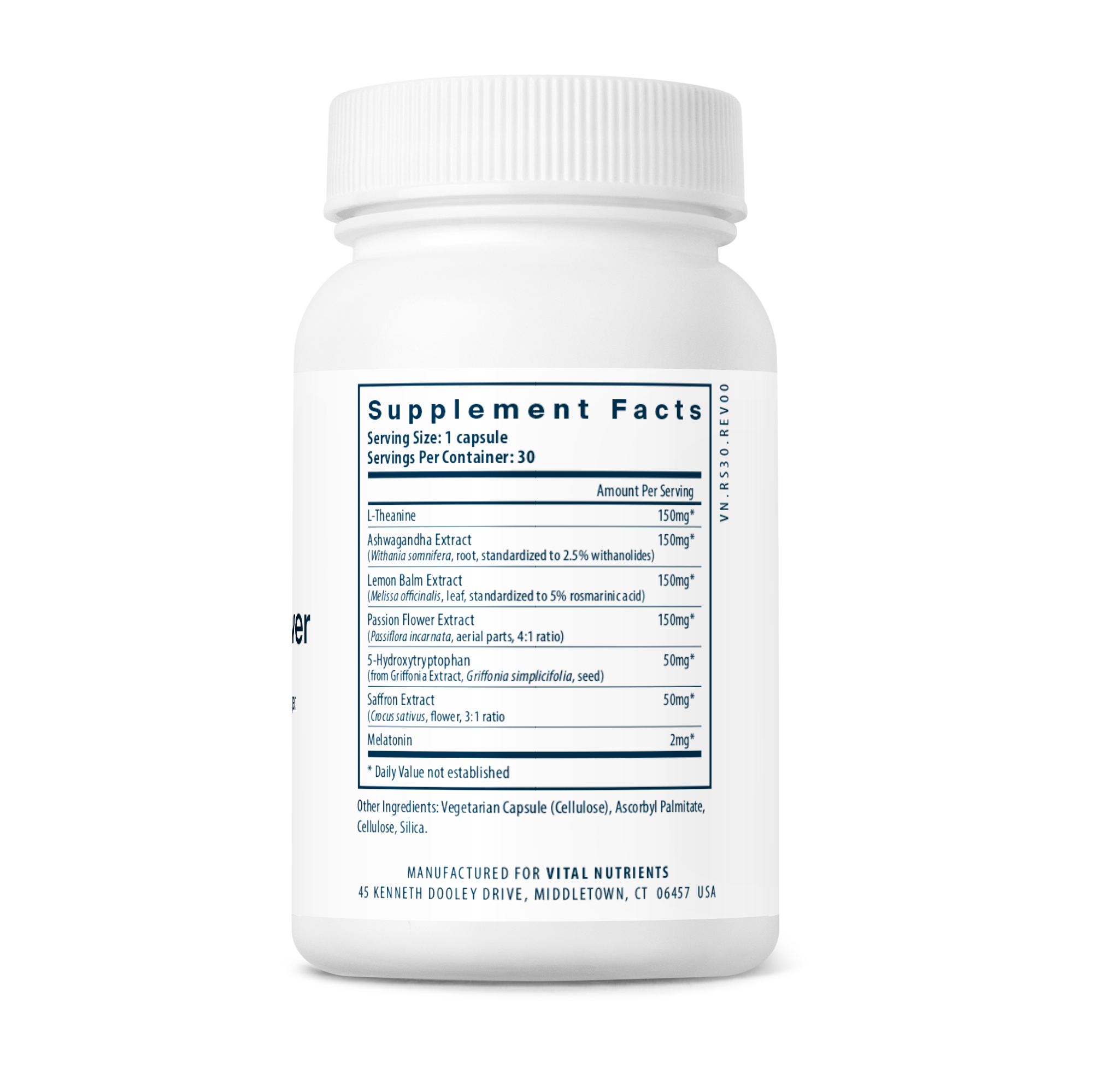 Vital Nutrients Sleep and Recover Supplement Facts Panel on bottle
